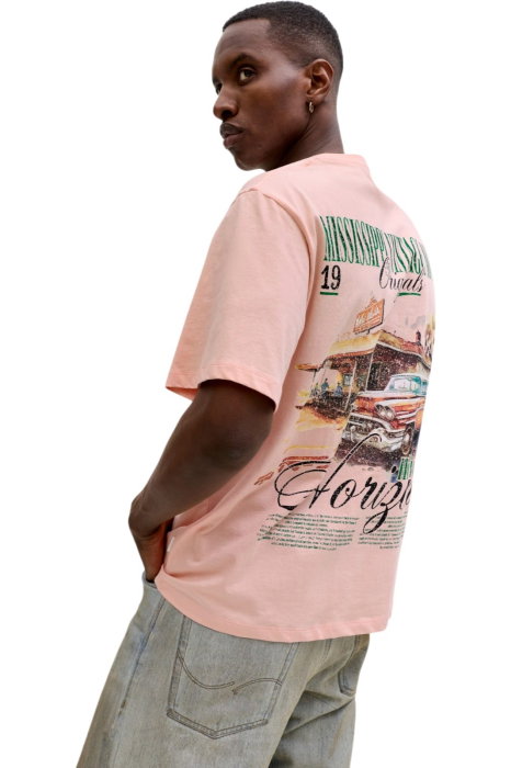 Tricou JACK &JONES Watercolour SS Crew Neck - 12293418-Peach Melba [4]