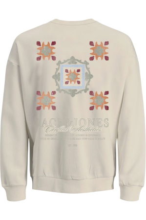 Bluza JACK &JONES Bleecker Aop Box Crew JNR - 12293295-Antique White [1]