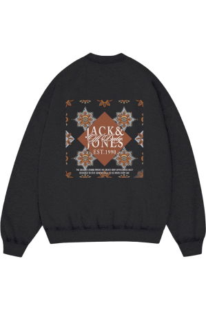 Bluza JACK &JONES Bleecker Aop Box Crew JNR - 12293295-Black [1]