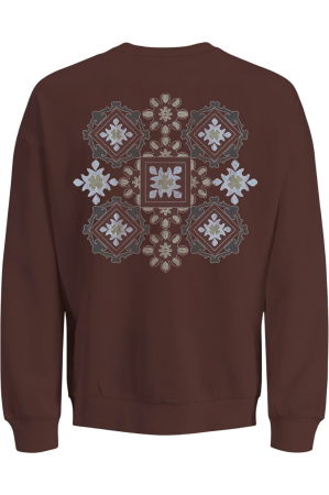 Bluza JACK &JONES Bleecker Aop Box Crew JNR - 12293295-Deep Mahogany [1]