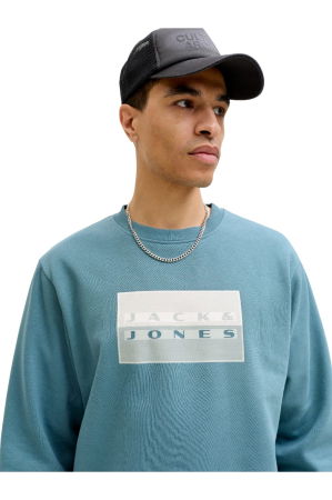 Bluza JACK &JONES Fusion Graphic Sweat Crew - 12289807-North Atlantic [5]
