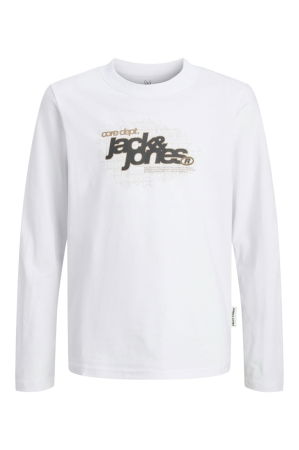 BLUZE - Bluza JACK &JONES Grid Branding Crew JNR - 12285159-Bright White