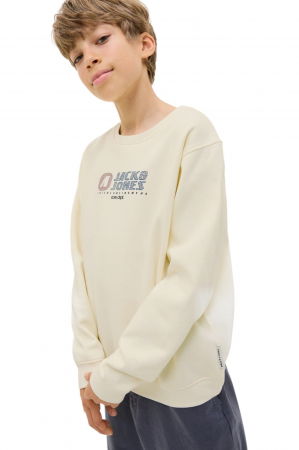 Bluza JACK &JONES Tier Print Crew SN JNR - 12284002-Sweet Corn [2]