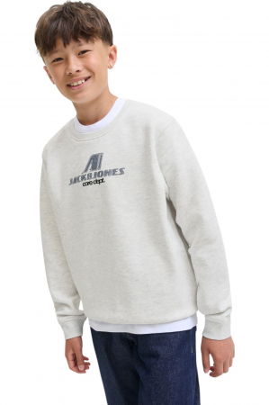 Bluza JACK &JONES Tier Print Crew SN JNR - 12284002-White Melange [3]