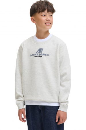 BLUZE - Bluza JACK &JONES Tier Print Crew SN JNR - 12284002-White Melange