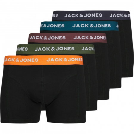 LENJERIE - Boxeri JACK &JONES Oliver Solid Trunks 5 Perechi - 12259103-Black