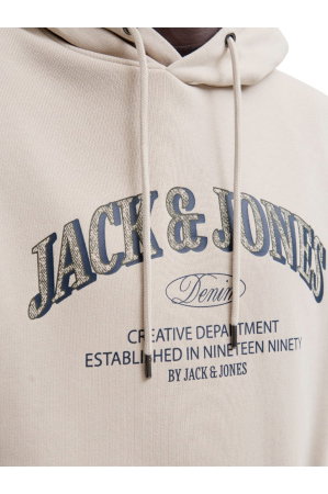 Hanorac JACK &JONES Denver Logo Sweat Hood - 12298730-Moonbeam [4]