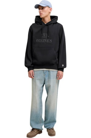 Hanorac JACK &JONES Frederiksberg Monogram Sweat Hood SN - 12300022-Black [4]