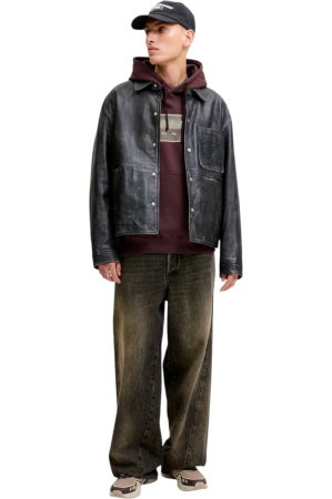 Hanorac JACK &JONES Fusion Box Sweat Hood - 12300984-Fudge [4]