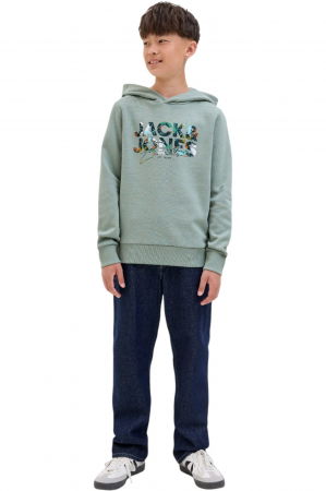 Hanorac JACK &JONES Geplas Sweat Hood JNR - 12279602-Iceberg Green [4]