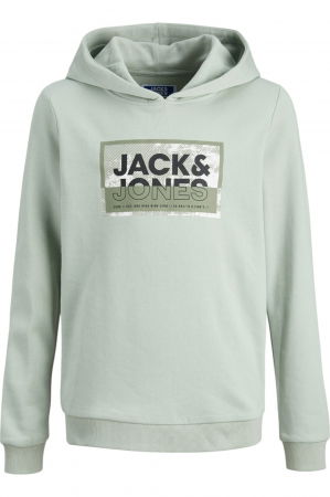 REDUCERI - Hanorac JACK &JONES Logan Print Hood JNR - 12254120-Aqua Gray
