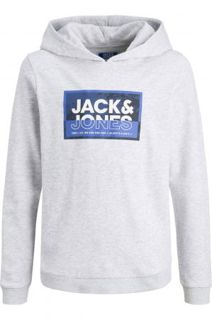 REDUCERI - Hanorac JACK &JONES Logan Print Hood JNR - 12254120-White Melange