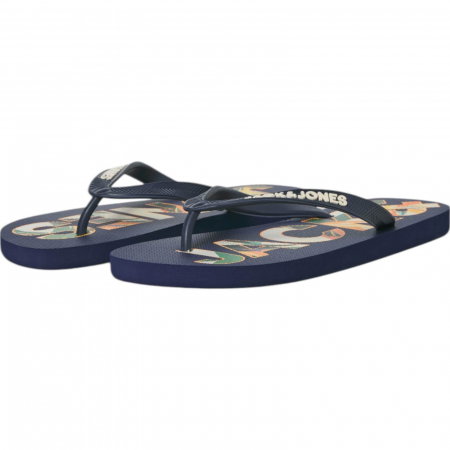 Slapi JACK &JONES Logo Palm Print - 12230642-Medieval Blue [3]