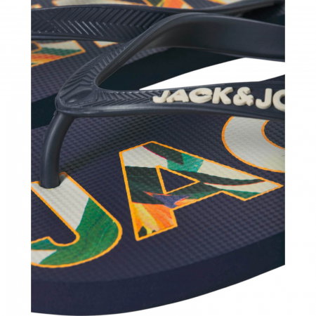 Slapi JACK &JONES Logo Palm Print - 12230642-Medieval Blue [2]