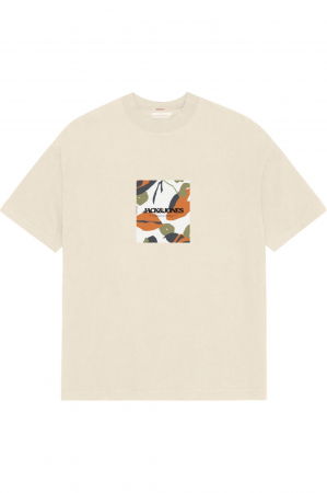 TRICOURI - Tricou JACK &JONES Avira AOP Crew - 12281811-Antique White