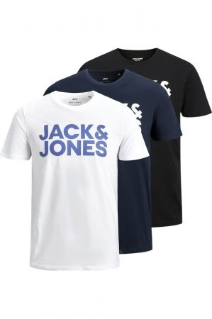 REDUCERI - Tricou JACK &JONES Corp Logo LP Multipack - 3 tricouri - 12191762-White