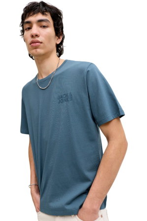Tricou JACK &JONES Corp Logo Small Print - 12151955-Blue Mirage SP [3]