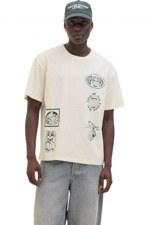 TRICOURI - Tricou JACK &JONES Japan Crew SS25 - 12291125-Egret