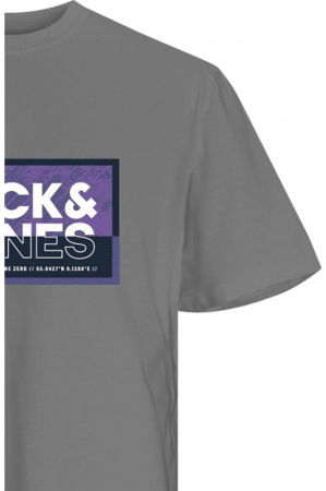 Tricou JACK &JONES Logan Summer Print - 12283825-Gray Flannel [2]