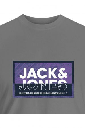 Tricou JACK &JONES Logan Summer Print - 12283825-Gray Flannel [1]