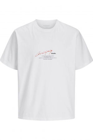 BĂRBAŢI - Tricou JACK &JONES Manchester Script - 12273373-Bright White