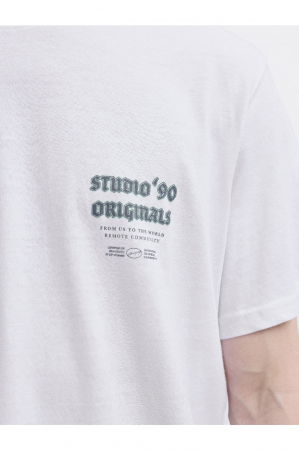 Tricou JACK &JONES Meadows Typo - 12283848-Bright White [2]