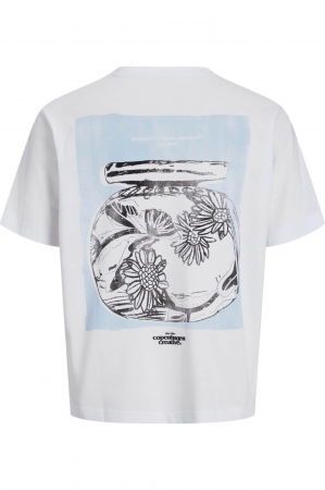 Tricou JACK &JONES Paros Abstract Backprint - 12273385-Bright White [1]
