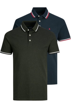 NOUTĂŢI - Tricou JACK &JONES Paulos Polo 2PK - 12191216-Navy Blazer