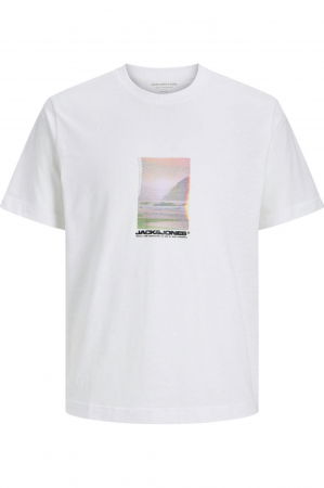 TRICOURI - Tricou JACK &JONES Sago Photo Slub - 12276525-Bright White