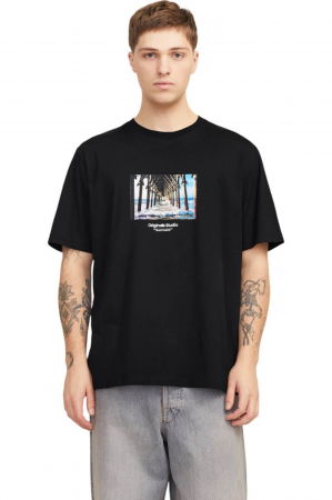 REDUCERI - Tricou JACK &JONES Vesterbro Picture SS25 - 12250421-Black