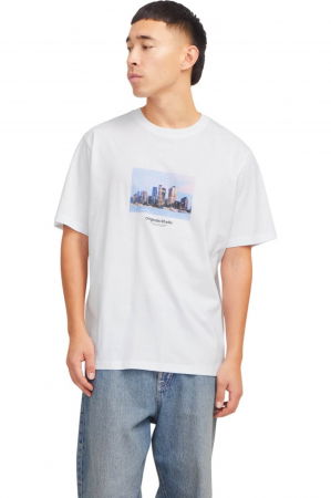 REDUCERI - Tricou JACK &JONES Vesterbro Picture SS25 - 12250421-Bright White