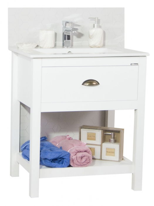 Set baza cu front MDF si Lavoar, seria 020, 70cm, alb