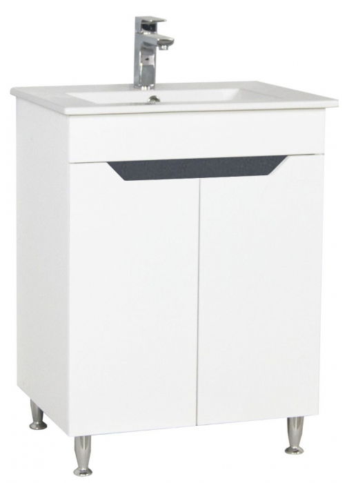 Set Baza front MDF si Lavoar seria 056, 60 cm, alb + antracit