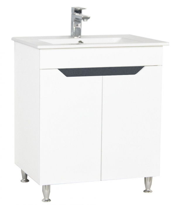Set Baza front MDF si Lavoar seria 056, 70 cm, alb + antracit