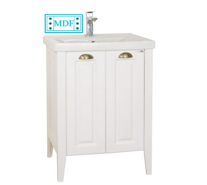 Set Baza front MDF si Lavoar seria 702, 60 cm, alb rustic