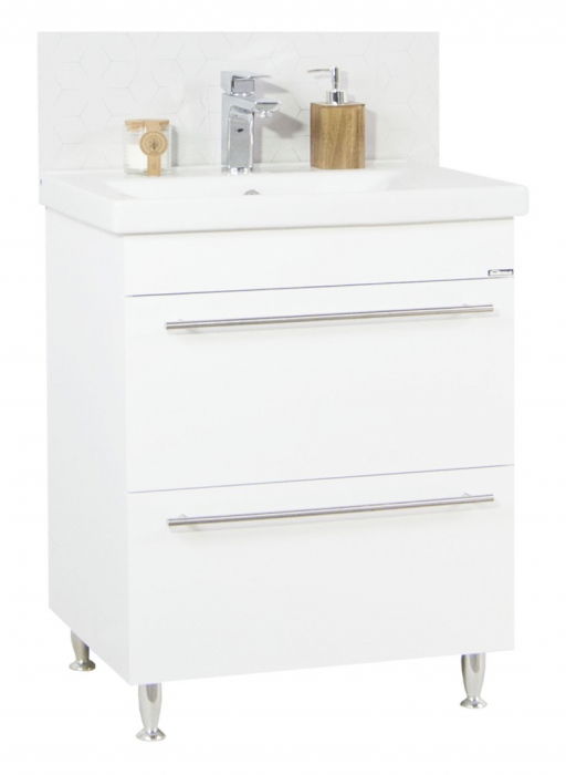 Set Baza front MDF si Lavoar seria 754, cu sertare, 65 cm, alb