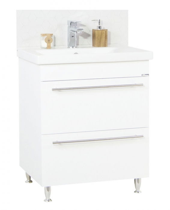 Set Baza front MDF si Lavoar seria 754, cu sertare, 70 cm, alb