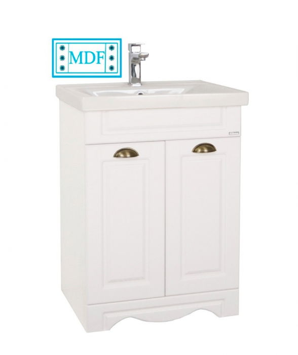 Set Baza front MDF si Lavoar seria 772, 60 cm, alb rustic