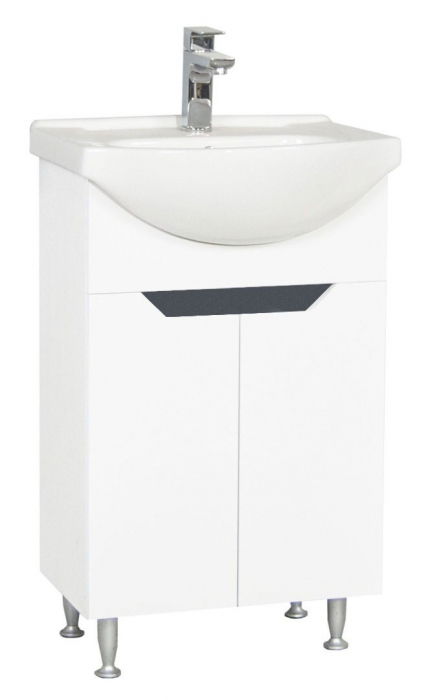 Set Baza front MDF si Lavoar seria 050, 55 cm, alb + antracit