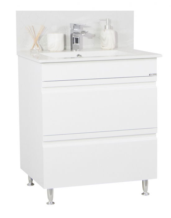 Set Baza front MDF si Lavoar seria 086, cu sertare, 70 cm, alb
