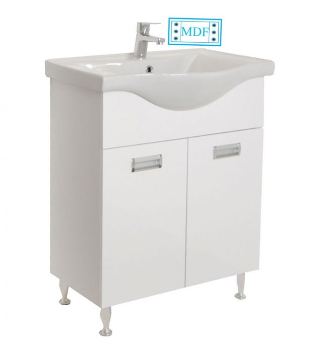 Set Baza front MDF si Lavoar seria 126, 65 cm, alb