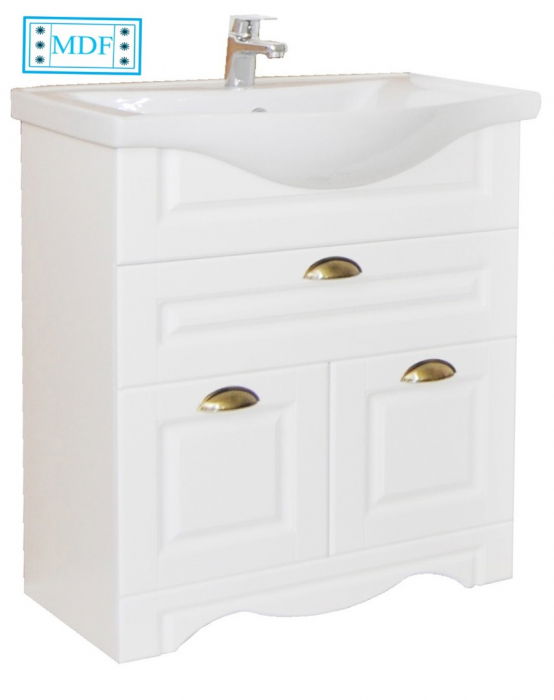 Set Baza front MDF si Lavoar seria 172, cu sertar, 65 cm, alb rustic