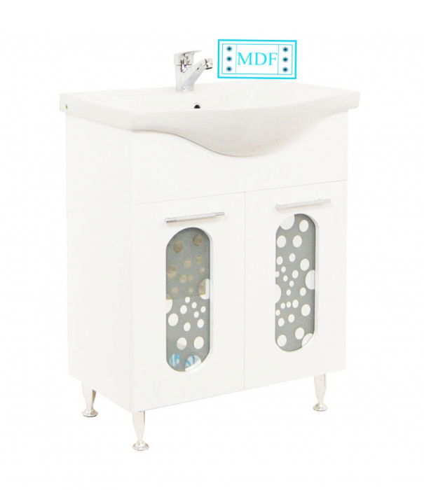 Set Baza front MDF si Lavoar seria 177, 65 cm, alb