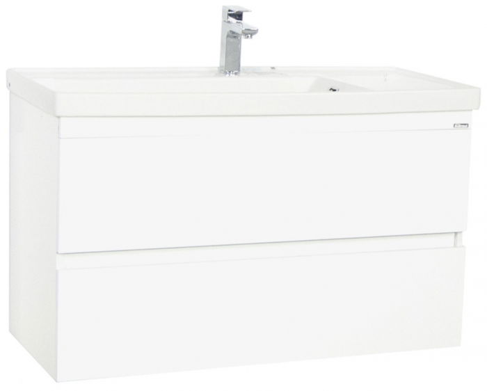Set Baza front MDF si Lavoar seria 286, suspendata cu sertare, 100 cm, alb