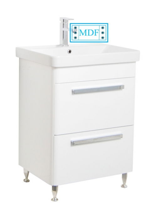 Set Baza front MDF si Lavoar seria 501, cu sertare, 60 cm, alb