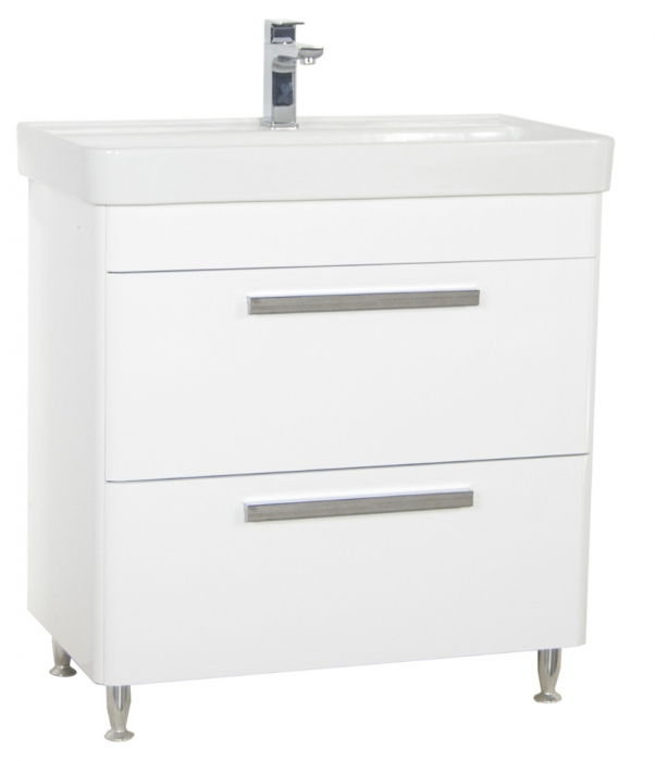 Set Baza front MDF si Lavoar seria 501, cu sertare, 80 cm, alb