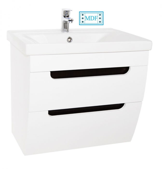 Set Baza front MDF si Lavoar seria 730, suspendata cu sertare, 60 cm, alb rustic