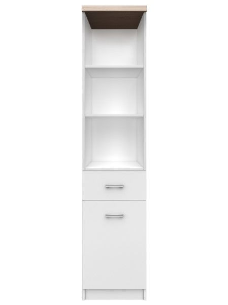 Biblioteca deschisa TOP MIX, 1 usa, 1 sertar, alb, 40x33x183 cm