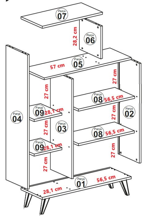 Biblioteca FORM, 90x32x132 cm [7]