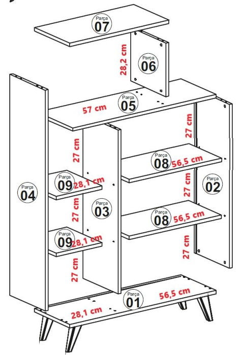 Biblioteca FORM, 90x32x132 cm [7]